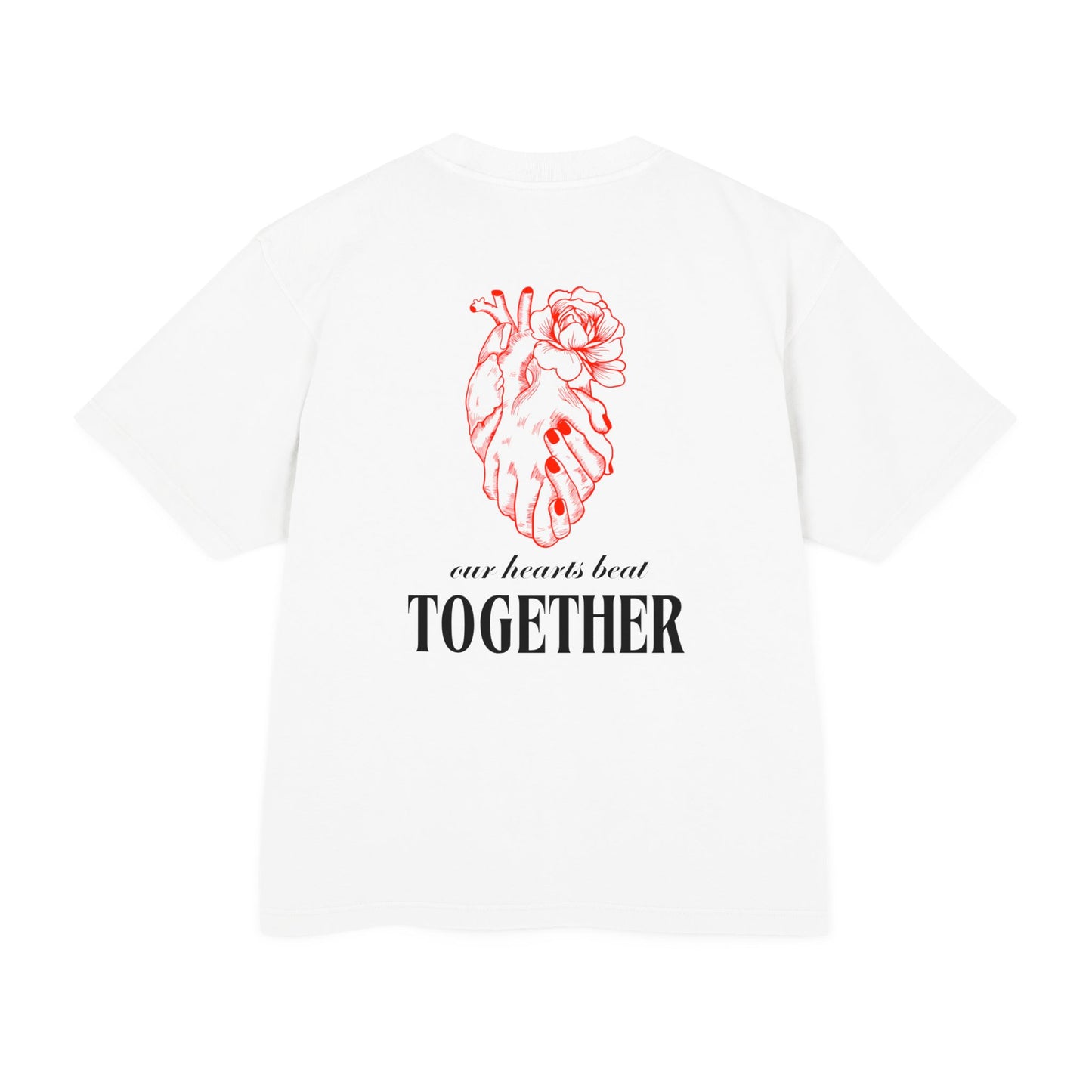 Heart in Hands with Back Heart Design Primium tee For Couples ( Unisex)